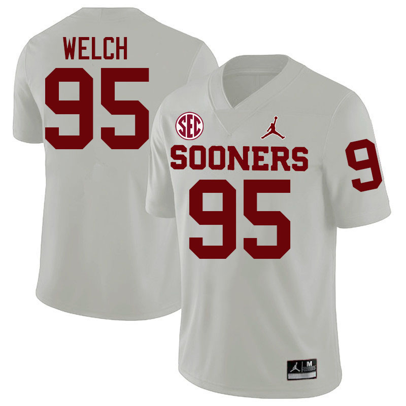 Oklahoma Sooners #95 Austin Welch College Football Jersey Stitched-White